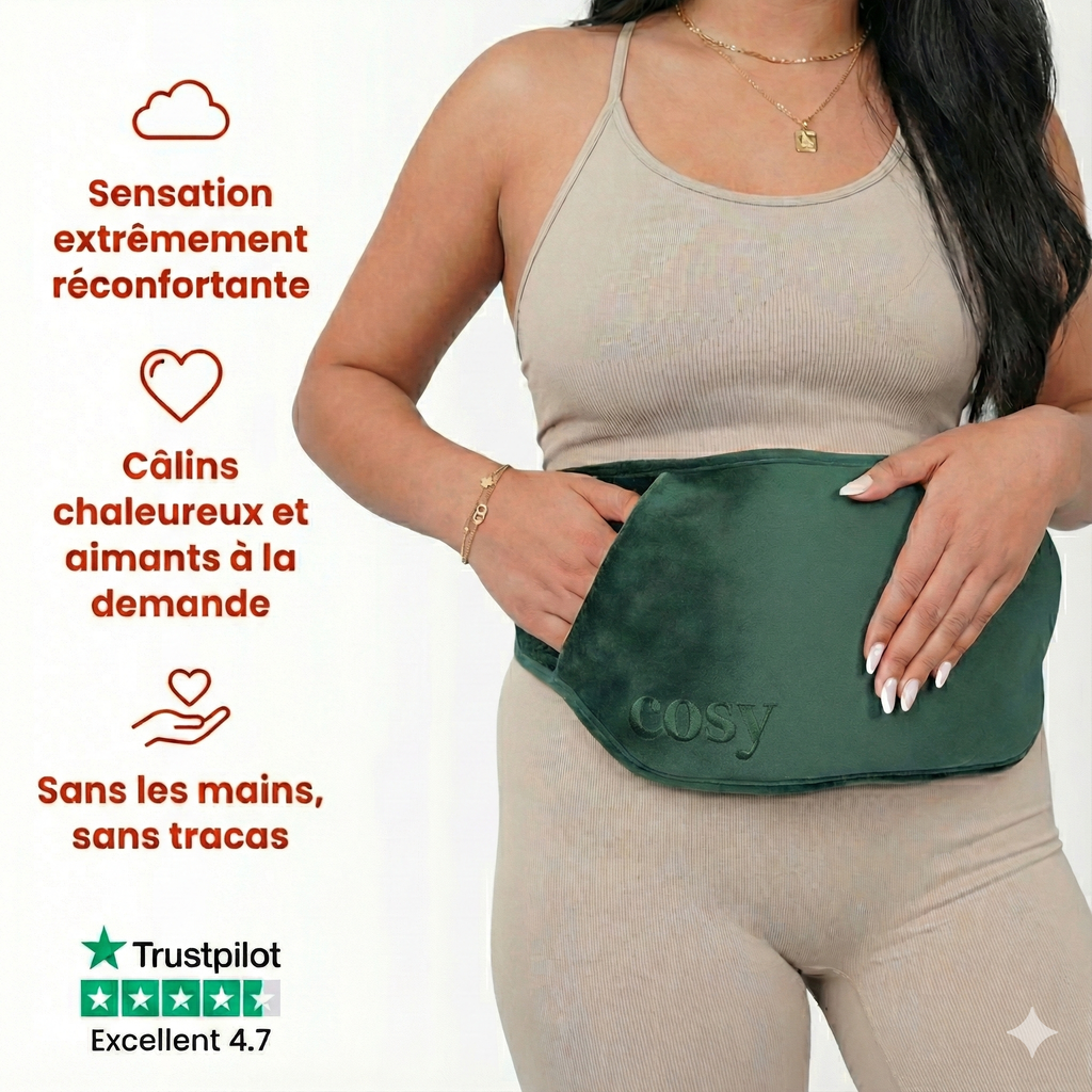Bouillotte Électrique Rechargeable avec Ceinture Lombale - Soulage Douleurs Dos et Règles - Sans Fil - Cosyheat