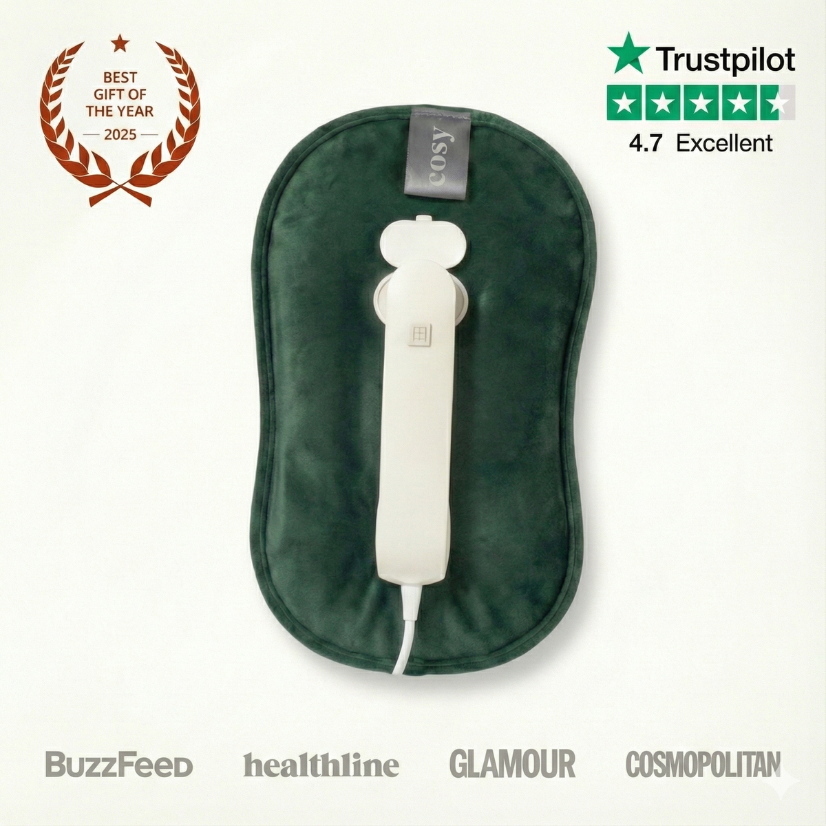 Bouillotte Électrique Rechargeable avec Ceinture Lombale - Soulage Douleurs Dos et Règles - Sans Fil - Cosyheat