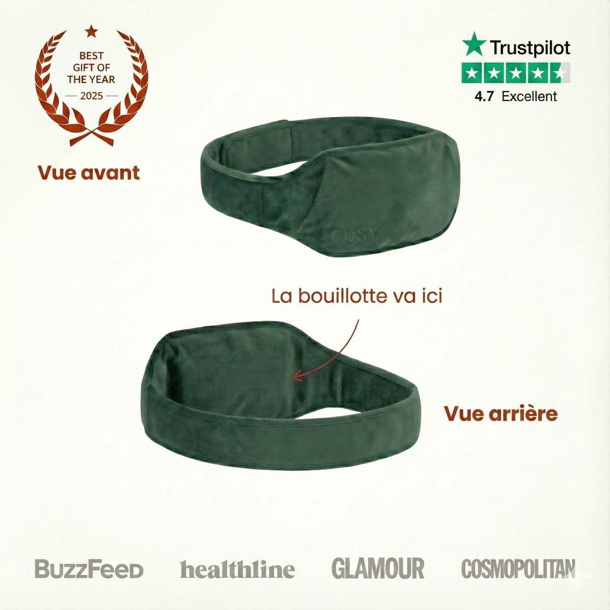 Bouillotte Électrique Rechargeable avec Ceinture Lombale - Soulage Douleurs Dos et Règles - Sans Fil - Cosyheat