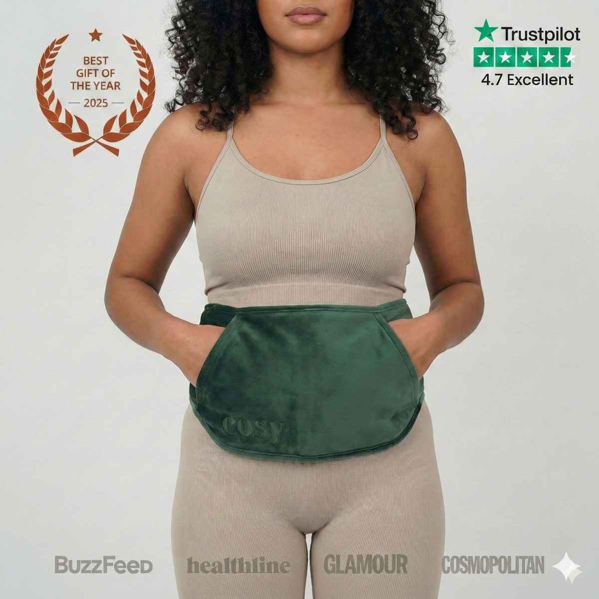 Bouillotte Électrique Rechargeable avec Ceinture Lombale - Soulage Douleurs Dos et Règles - Sans Fil - Cosyheat