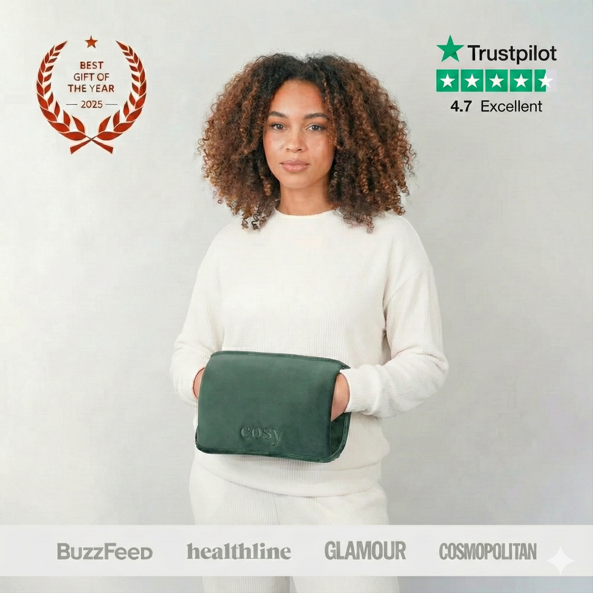 Bouillotte Électrique Rechargeable avec Housse Pochette Mains Douce - Chauffe en 10 min - Cosyheat